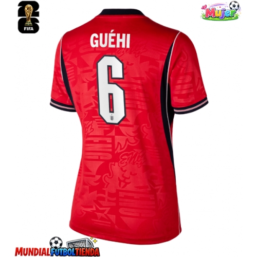 Camiseta Inglaterra Marc Guehi #6 Segunda Equipación Replica Mundial 2026 para mujer mangas cortas